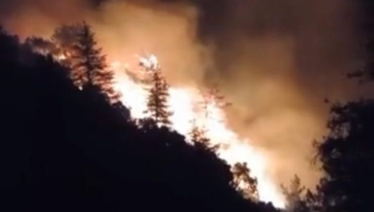 Konyaaltı Üçüoluk’ta düşen yıldırım yangın çıkardı