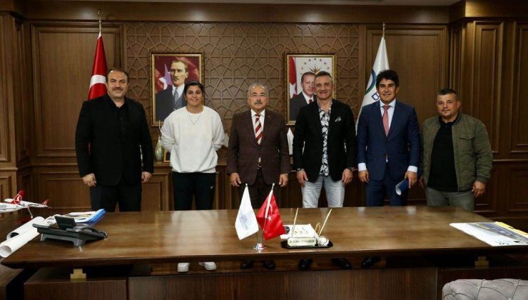 Olimpiyat şampiyonu, Vali Sonel ve Başkan Güler’i ziyaret etti