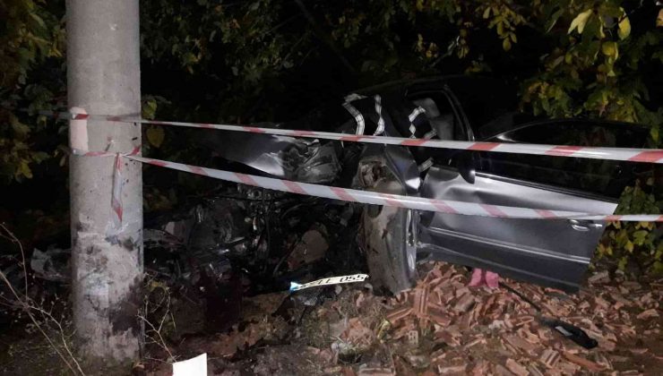 Otomobil elektrik direğine çarptı, sürücü hayatını kaybetti