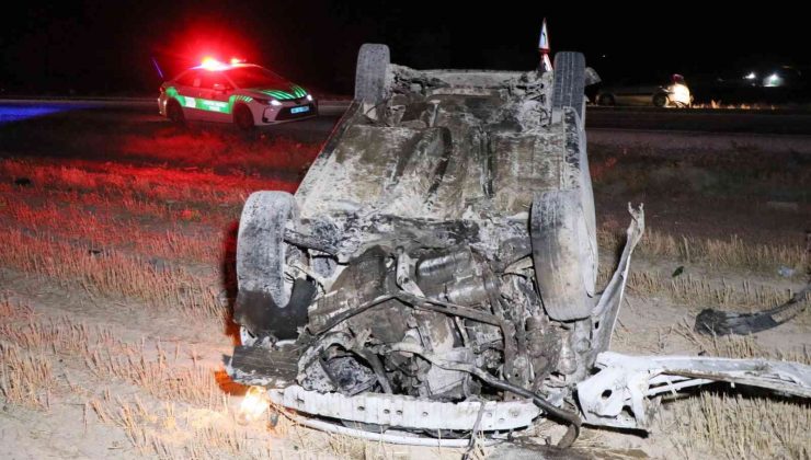 Otomobil takla atıp tarlaya düştü: 1 yaralı