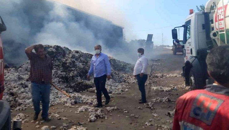 Pamuk işleme fabrikası içten içe yanıyor