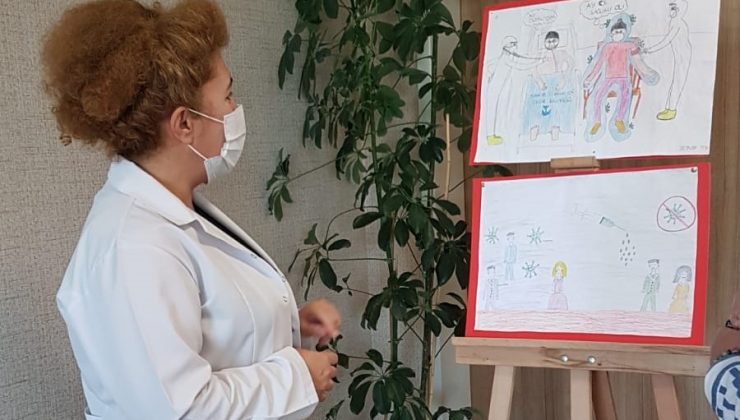 Sağlık çalışanı anne babaların çocuklarından “Covid-19” sergisi