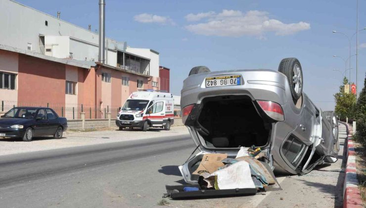 Takla atan otomobilin sürücüsü ölümden döndü