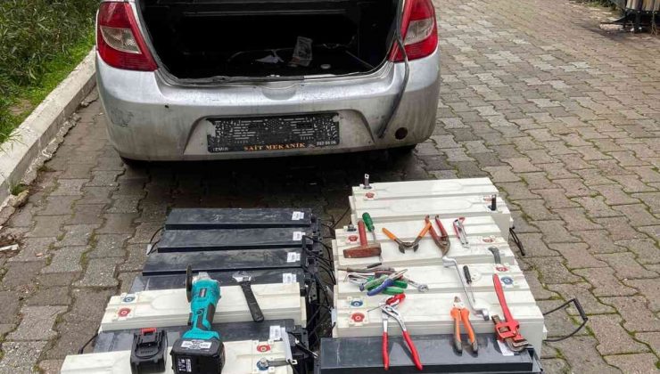 100 bin lira değerinde 14 adet akü çalan 3 şüpheli tutuklandı