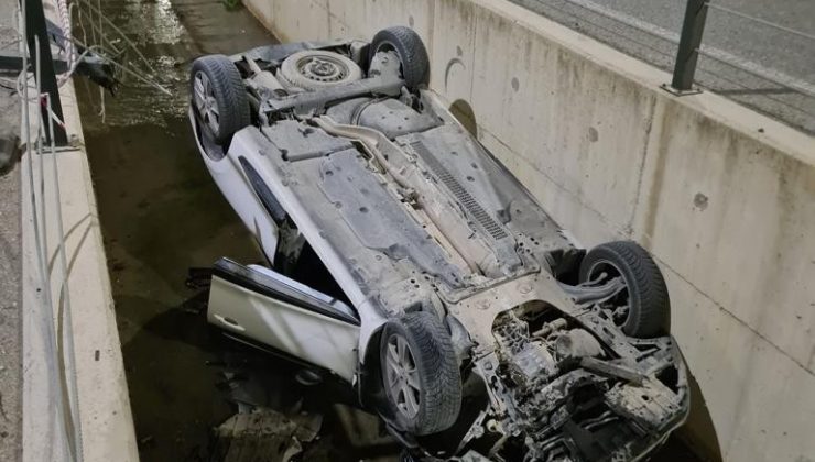 Aliağa’da otomobil su kanalına düştü: 1 yaralı