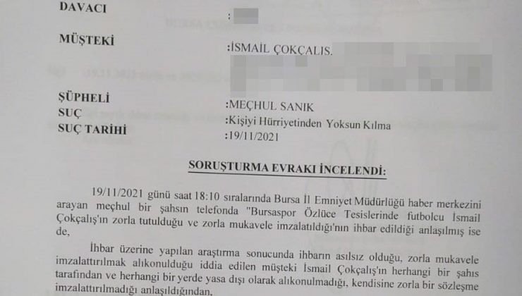 Bursaspor Kulübü’nden yeni İsmail Çokçalış açıklaması