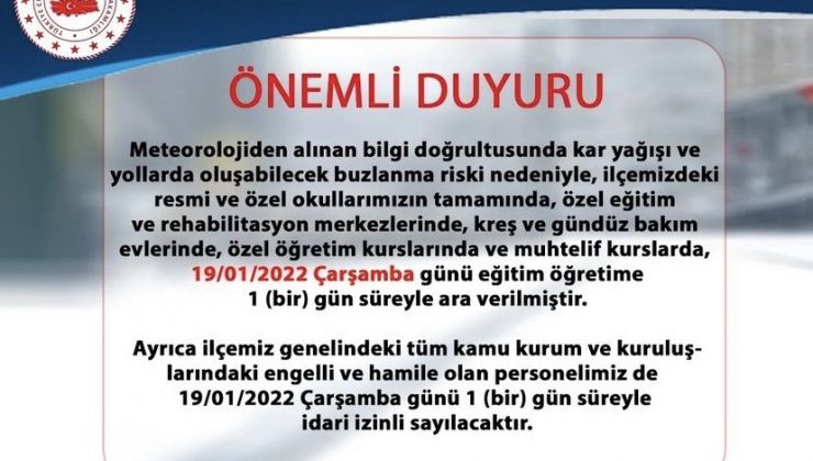 İnegöl’de eğitime kar engeli