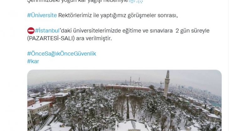İstanbul’da üniversitelerde eğitime 2 gün ara verildi