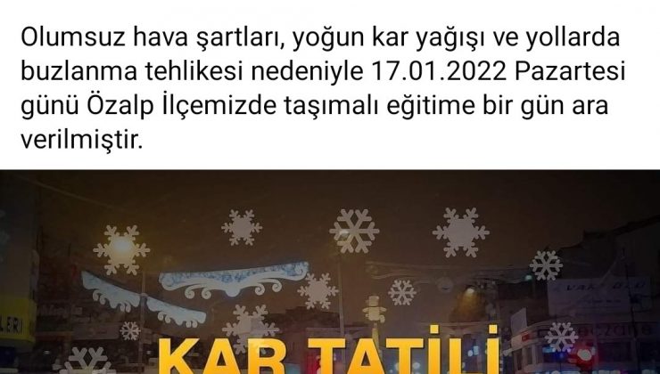 Özalp’ta taşımalı eğitime bir gün ara verildi