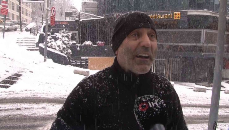 Şişli’de kar küreyen vatandaş: Yarım metre yağsın, millet evde yatsın istiyorum